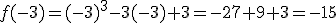 f(-3)=(-3) a la -3(-3)+3)-27+9+3=-15