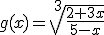 g(x)=\sqrt[3]{\frac{2+3x}{5-x}}