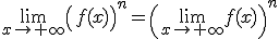 \lim_{x\to +\infty}\left(f(x)\right)^n = \left(\lim_{x\to +\infty}f(x)\right)^n
