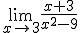 \lim_{x\to 3}\frac{x+3}{x^2-9}