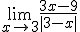 \lim_{x\to 3}\frac{3x-9}{|3-x|}