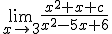 \lim_{x\to 3}\frac{x^2+x+c}{x^2-5x+6}