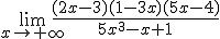 \lim_{x\to +\infty}\frac{(2x-3)(1-3x)(5x-4)}{5x^3-x+1}
