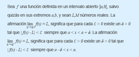 Definición de Límites Laterales Definición de Límites Laterales