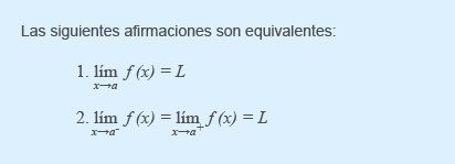 Teorema de límites laterales Teorema de límites laterales