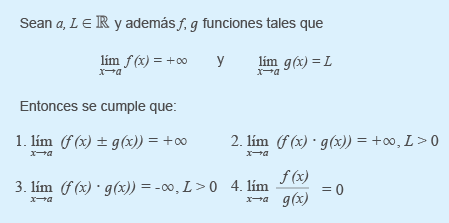 Propiedades de los límites infinitos Propiedades de los límites infinitos