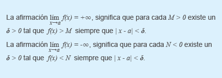 Definición de límites infinitos Definición de límites infinitos