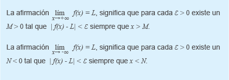 Definición de límites al infinito Definición de límites al infinito
