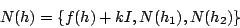 \begin{displaymath}N(h) = \{f(h) + k I,N(h_1),N(h_2)\} \end{displaymath}