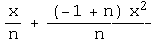 x/n + ((-1 + n) x^2)/n