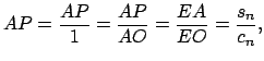 $\displaystyle AP=\frac{AP}{1}=\frac{AP}{AO}=\frac{EA}{EO}=\frac{s_{n}}{c_{n}},$