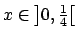 $ x\in \left] 0,\frac{1}{4}\right[ $