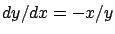$dy/dx = -x/y$