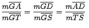 $\displaystyle {\frac{m\overline{GA}}{m\overline{GT}}}=
\displaystyle {\frac{m\o...
...D}}{m\overline{GS}}}=
\displaystyle {\frac{m\overline{AD}}{m\overline{TS}}}\,\,$