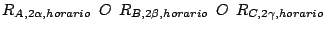 $R_{A,2\alpha,horario}\,\,\, O \,\,\,R_{B,2\beta,horario}\,\,\,
O\,\,\, R_{C,2\gamma,horario}$