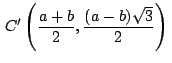 $\,\displaystyle {C'\left(\frac{a+b}{2},\frac{(a-b)\sqrt{3}}{2}\right)}\,$