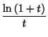 $\displaystyle {\frac{\ln\left(1+t\right) }{t}}$