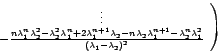 \begin{displaymath}
\left.
\begin{array}[c]{c}
\vdots\\
-\frac{n\lambda_{1}...
...( \lambda_{1}-\lambda_{2}\right) ^{2}}%
\end{array}
\right)
\end{displaymath}