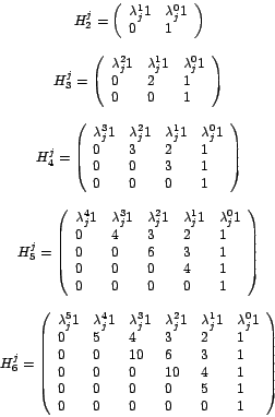 \begin{displaymath}%
\begin{array}[c]{c}%
H_{2}^{j}=\left(
\begin{array}[c]{l...
...\\
0 & 0 & 0 & 0 & 0 & 1
\end{array}
\right)
\end{array}
\end{displaymath}