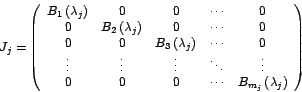 \begin{displaymath}
J_{j}=\left(
\begin{array}[c]{ccccc}%
B_{1}\left( \lambda...
...ts & B_{m_{j}}\left( \lambda_{j}\right)
\end{array}
\right)
\end{displaymath}