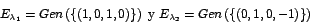 \begin{displaymath}
E_{\lambda_{1}}=Gen\left( \left\{ \left( 1,0,1,0\right)
\r...
...}}=Gen\left( \left\{
\left( 0,1,0,-1\right) \right\} \right)
\end{displaymath}