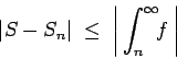 \begin{displaymath}\vert S - S_n\vert \; \le \; \left\vert\, \int_n^\infty \!\! f \,\right\vert \end{displaymath}