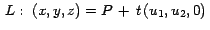 $\,L: \; (x,y,z)=P\,+\,t\, (u_1,u_2,0)\,$