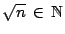 $ \sqrt{n} \, \in \, \mathbb{N}$