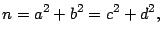 $\displaystyle n=a^{2}+b^{2}=c^{2}+d^{2},$