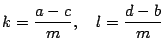 $ k=\dfrac{a-c}{m},\quad l=\dfrac{d-b}{m}$