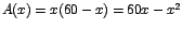 $A(x)=x(60-x)=60x-x^2$