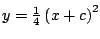 $y= \frac{1}{4} \left(x + c \right)^2$