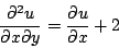 \begin{displaymath}
\frac{\partial^2 u}{\partial x \partial y} = \frac{\partial u}{\partial x} + 2
\end{displaymath}