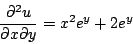 \begin{displaymath}
\frac{\partial^2 u}{\partial x \partial y} = x^2e^y + 2e^y
\end{displaymath}