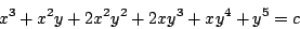 \begin{displaymath}
x^3 + x^2y + 2x^2 y^2 + 2xy^3 + xy^4 + y^5 = c
\end{displaymath}
