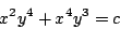 \begin{displaymath}
x^2y^4 + x^4y^3 = c
\end{displaymath}