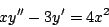 \begin{displaymath}
x y^{\prime \prime} - 3y^{\prime} = 4x^2
\end{displaymath}