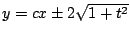 $y = cx \pm 2
\sqrt{1 + t^2}$