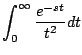 $\displaystyle \int_0^{\infty} \frac{e^{-st}}{t^2} dt$