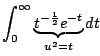 $\displaystyle \int_0^{\infty} \underbrace{t^{-\frac{1}{2}} e^{-t}}_{u^2=t} dt$