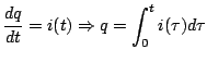 $\displaystyle \frac{dq}{dt} = i(t) \Rightarrow q = \int_0^t i( \tau) d \tau
$