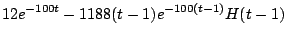 $\displaystyle 12e^{-100t} - 1188(t-1)e^{-100(t-1)}H(t-1)$